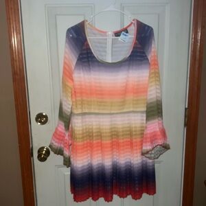 NWT The Pyramid Collection colorful dress with bell sleeves sz L